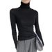 Damenbekleidung Wollpullover Hoher Kragen Pullover Damen Frühling Und Herbst High End Slim Bottom Pullover Strickpullover Dünn Weiß_voghion.com