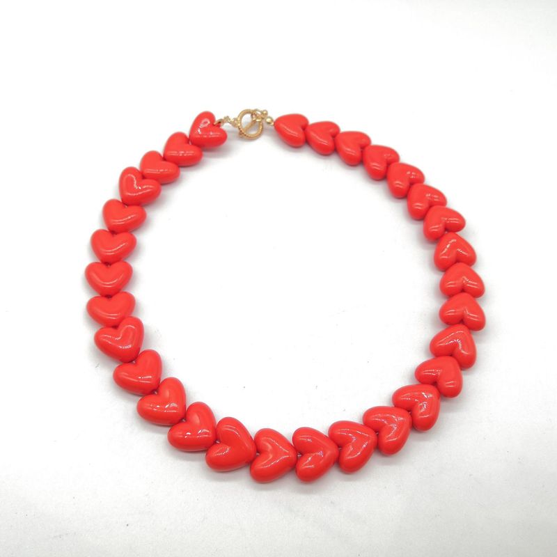 Fashion Heart Shape Beaded Arylic Women's Necklace 1 Piece_voghion.com