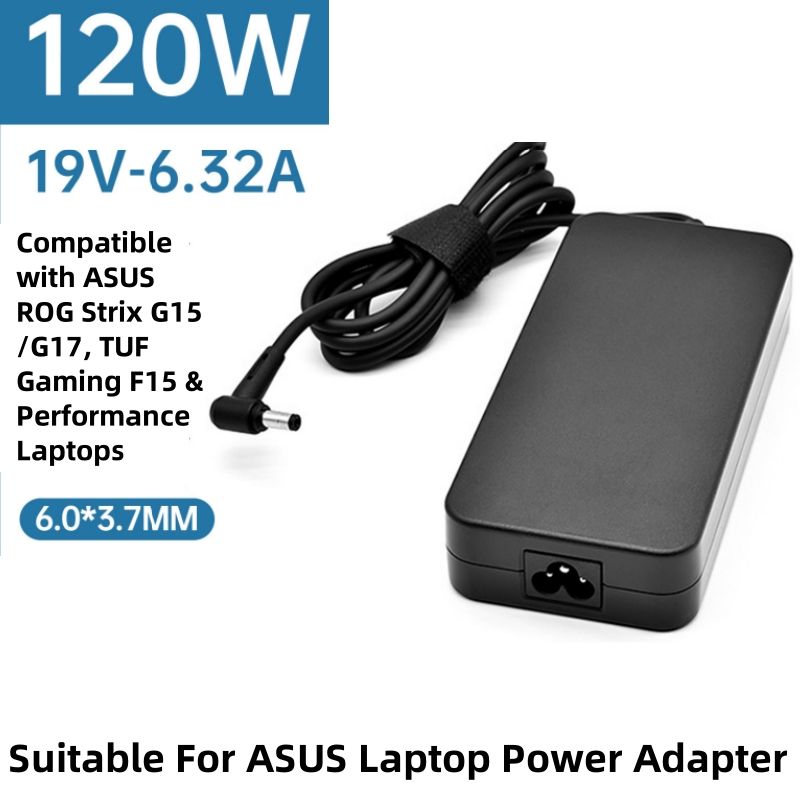 120-W-Netzteil, geeignet für ASUS-Laptops, 19 V, 6,32 A, Ladegerät mit 6,0 x 3,7 mm, kompatibel mit ASUS ROG Strix G15/G17, TUF Gaming F15_voghion.com