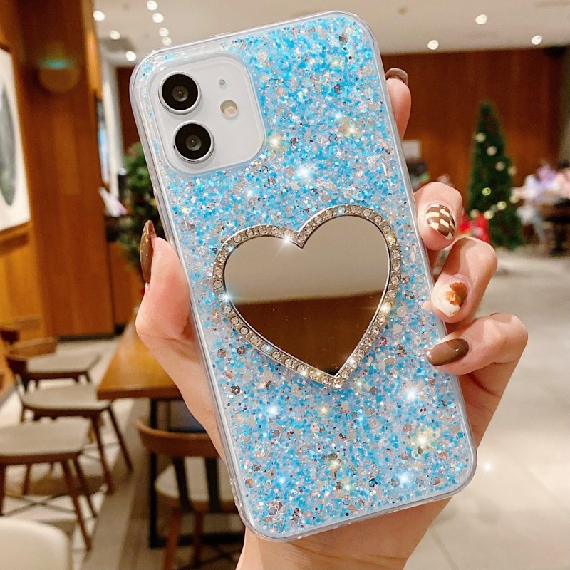 Pouzdro Mirror Heart pro OPPO Find X3 Lite Neo Reno 5 6 Realme 8 Pro 8i 7 C21 C20 C11 GT A74 A94 A95 Diamond Glitter Soft T_voghion.com