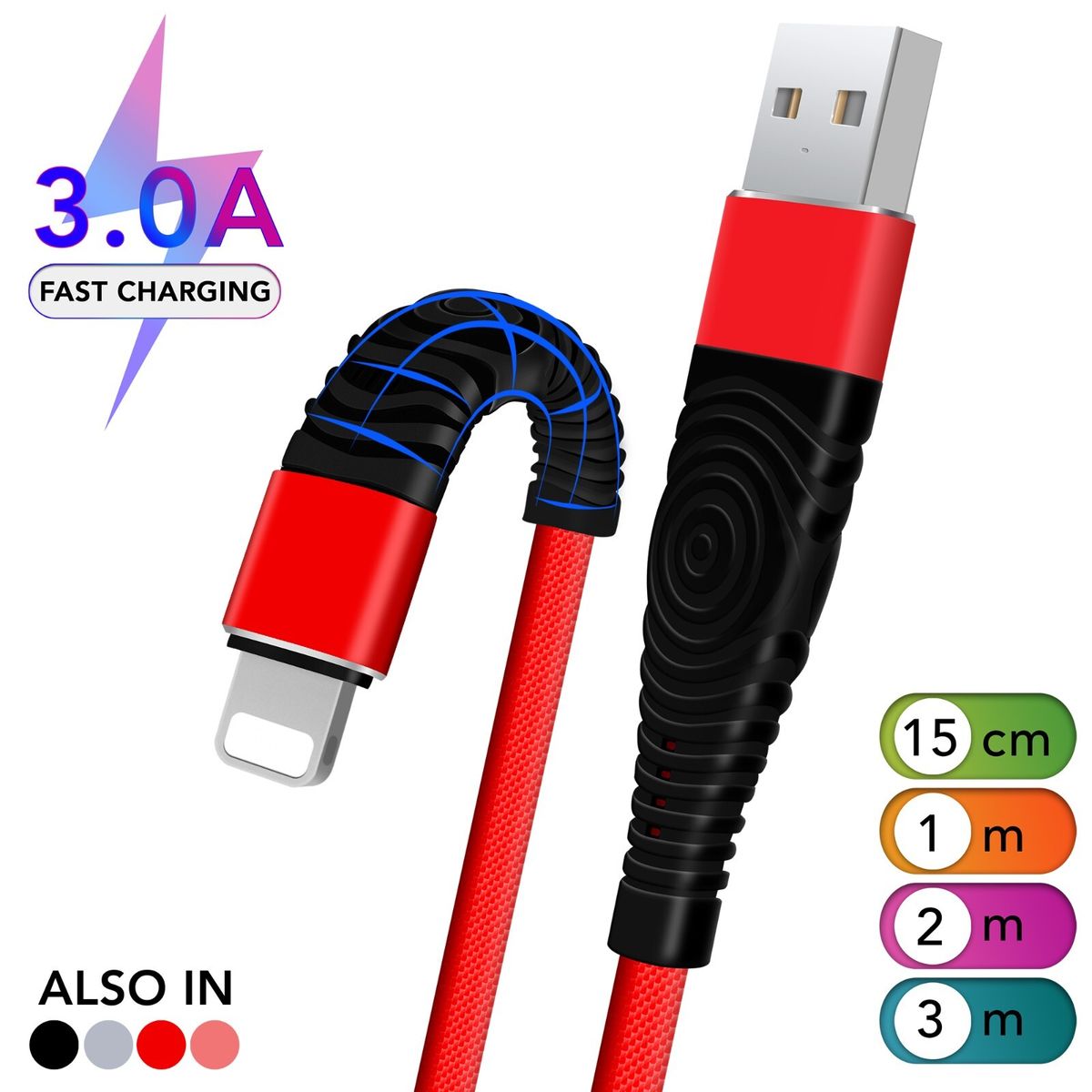 Long Braided USB Quick Charger Data Charging Cable For IPhone 14 13 12 Pro X 8 7_voghion.com