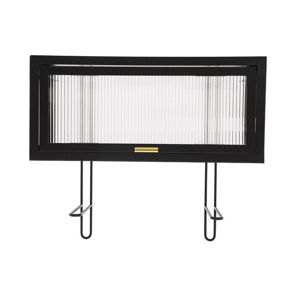 Badezimmer-Wand-Organizer, Möbel Mit Transparenter Tür Und Haken, Zusammenklappbarer Wandschrank Für Die Küche, Wandschrank Für Badezimmer, Schwarz_voghion.com