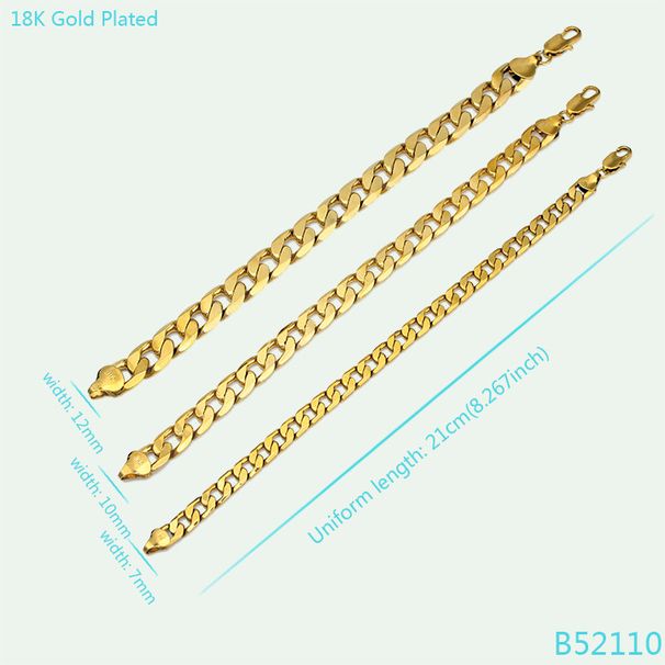 Fashion Vacuum Electroplated Copper Gold-Plated Cuban Chain Open-Ended Bracelet_voghion.com