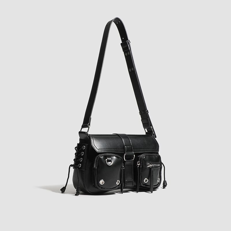 Stylish Black, High-end, Versatile Niche Crossbody Bag For Women's Biker Style, Cool And Spicy 2025 Spring And Summer New Shoulder Bag_voghion.com