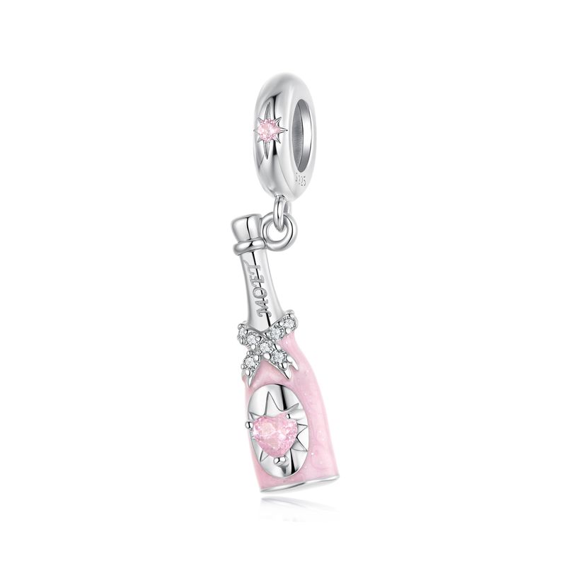 Ciondolo con ciondolo champagne rosa, perline in argento sterling_voghion.com