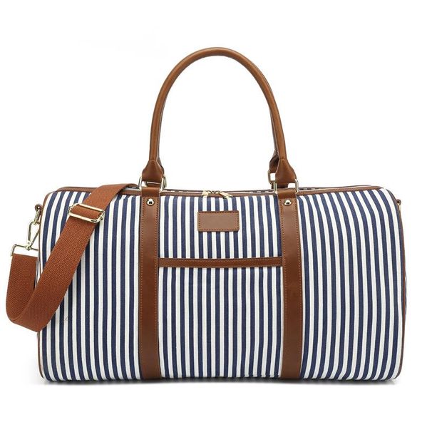 Nuovo zaino a tracolla in tela a righe da viaggio all'aperto, borsa a tracolla casual alla moda di grande capacità_voghion.com