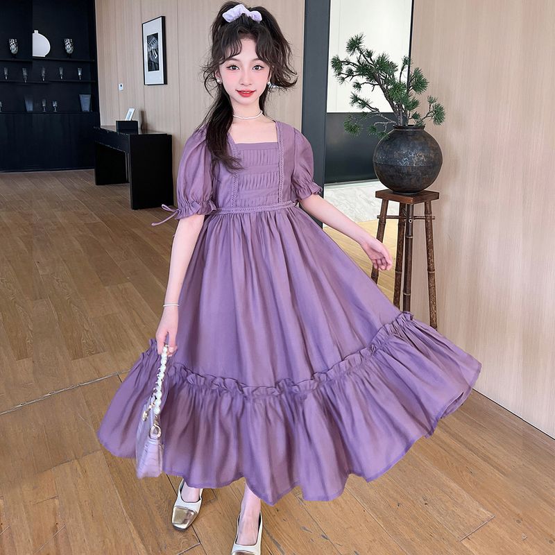 2024 New Children's Tencel Cotton Girls' Elegant Princess Skirt Palace Style Summer Dress_voghion.com