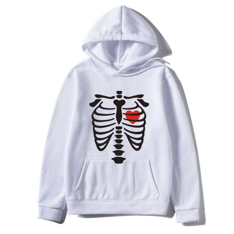 Dunkles Totenkopf-Skelett-Sweatshirt für Herren und Damen, Gothic-Paar, Harajuku, großes Totenkopf-Sweatshirt_voghion.com