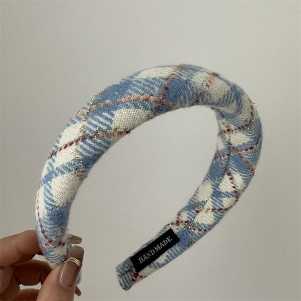 Stile coreano dolce Fashion Net Rosso nuovo colore plaid tessuto spugna fascia retro fascia larga copricapo per le donne_voghion.com