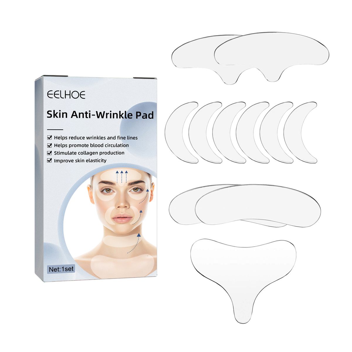 Set anti-bello per la pelle, silicone anti-rughe, toppa di bellezza in silicone, toppa per gli occhi, toppa per il torace_voghion.com