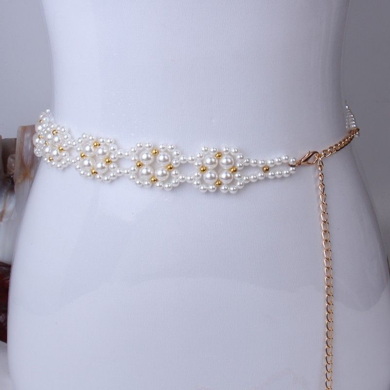 Pearl Chain Women's Shirt, Versatile Suit, Fashionable Sweater Decoration, Hanfu Belt, Waist Seal Clothing ,_voghion.com