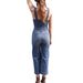 Damesmode denim slim-fit jumpsuit spray wit sexy halter jumpsuit denim broek_voghion.com