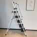 ladder, Folding Ladder Stool, With Anti Slip Wide Pedals, Steel Ladder, With Safety Anti Slip Handle, Lightweight 300 Pound Portable Steel Ladder Stool In White 5 Steps_voghion.com