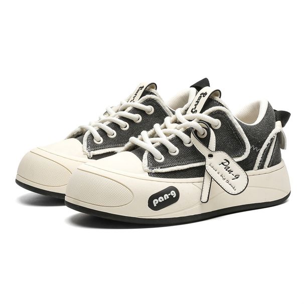 Tan Jianci Same Style Bread Unisex Thick Sole Height Increasing Niche Design Bag Canvas Shoes Couple Casual Sneakers_voghion.com