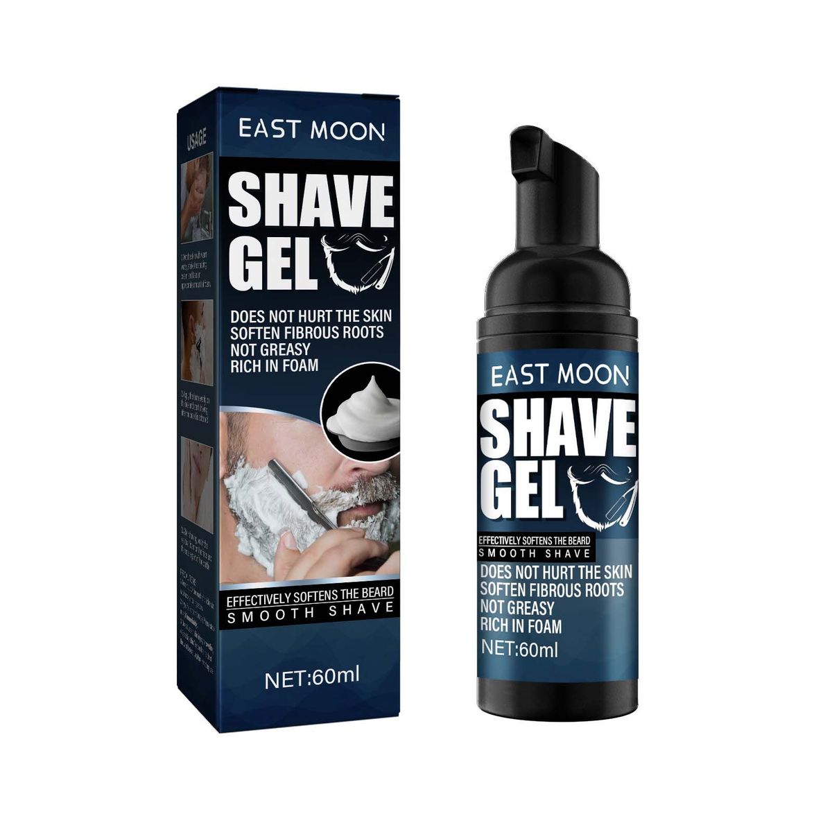 East Moon Shaving Cream, Men's Shaving Foam Gentle Refreshing Cleansing Softening Beard Foam Shaving Cream_voghion.com