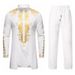 2024 New Men's Ethnic Style Muslim Robe Hot Rolled Long sleeved Pants Casual Set_voghion.com