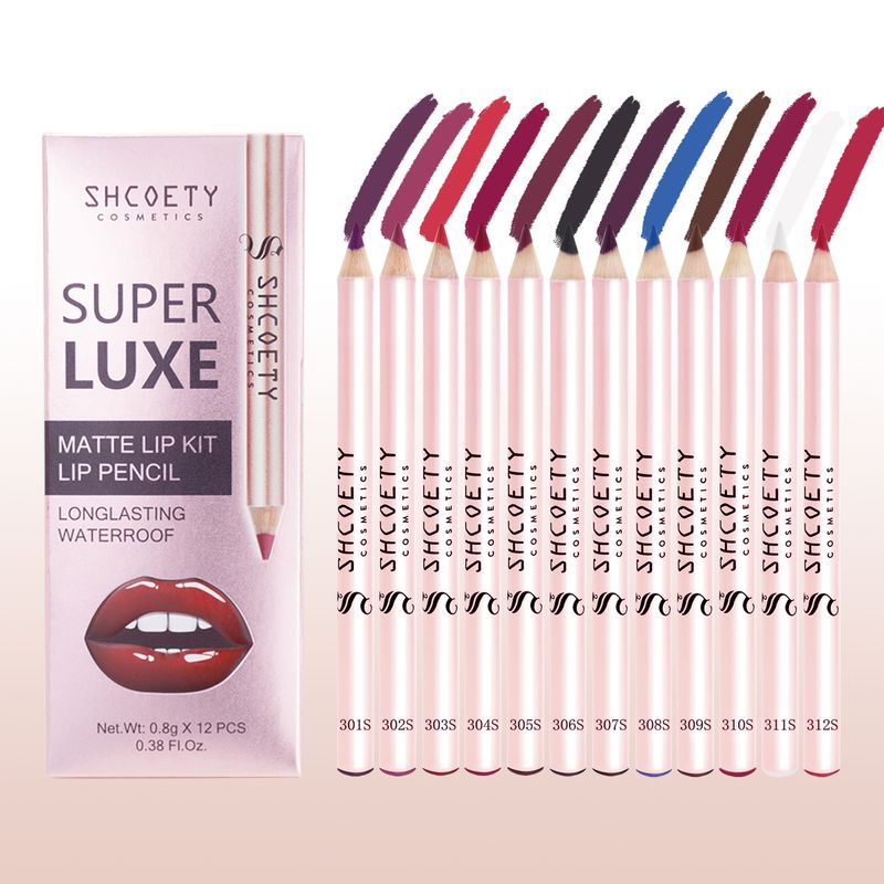 Matita per labbra, set da 12 colori, rossetto nude opaco, trucco a lunga durata e non sbiadisce._voghion.com