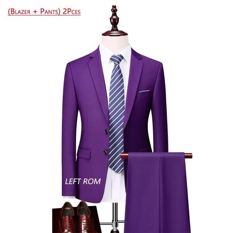 CT 2025 New Men's Solid Color Business Casual Suit Set Two-Piece Available All Year Round_voghion.com