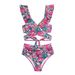 Maillot de bain deux pièces pour femme avec bretelles rotatives et imprimé floral_voghion.com