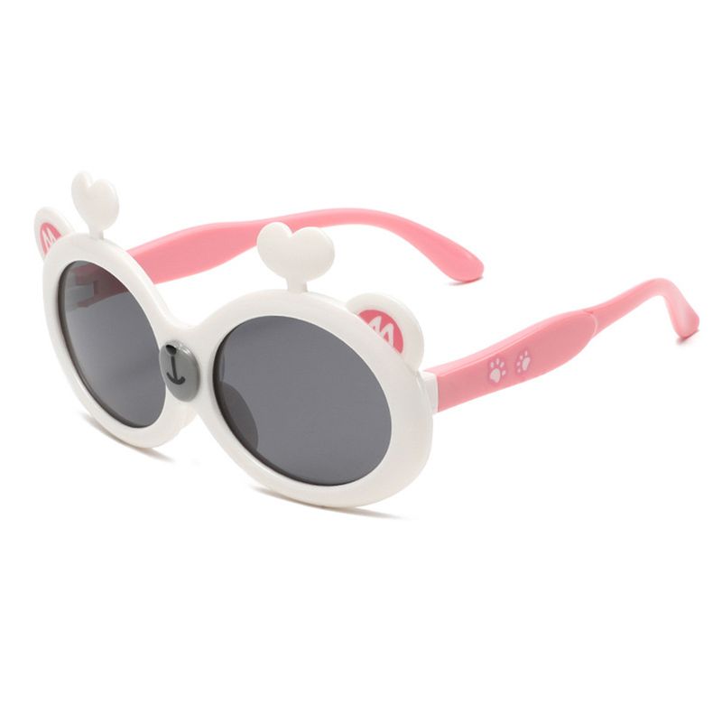 Soft Silicone Sunglasses For Kids - Cartoon Bear UV Protection Polarized (Small Frame, Travel & Photo Friendly)_voghion.com