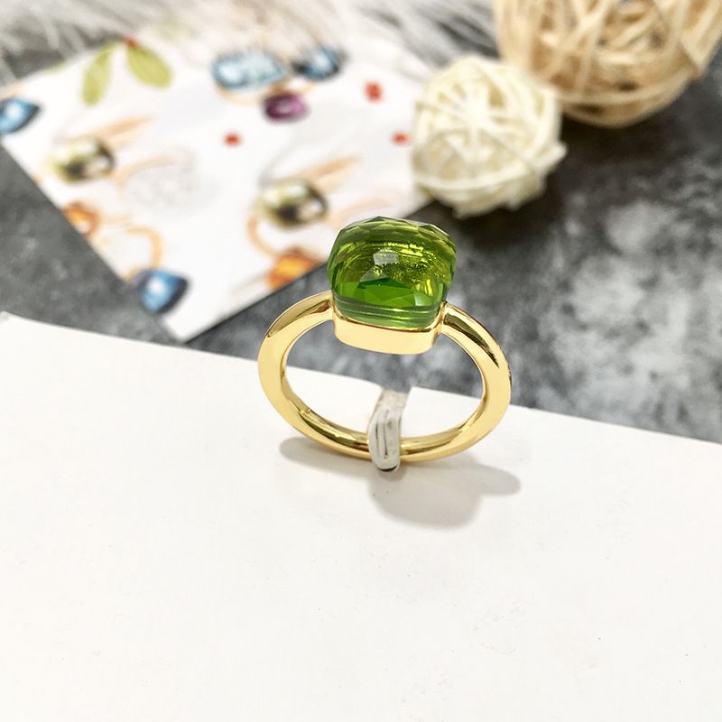 Gefacetteerde geometrische koperen ring met veelkleurige kristallen paddenstoelkop voor mannen en vrouwen_voghion.com