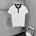Vīriešu apģērbs Modes un elegants vīriešu apģērbs, krāsu saskaņotas apkakles adīti īsroku T-krekli, vīriešu topi, jauniešu vīriešu polo krekli_voghion.com