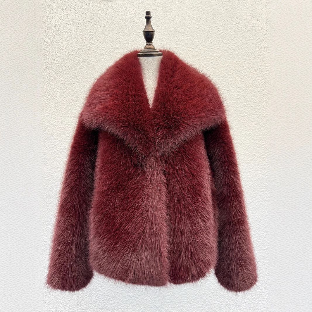 Luxury Faux Fox Fur Coat – Oversized Lapel, Plush & Warm Winter Coat For Women_voghion.com