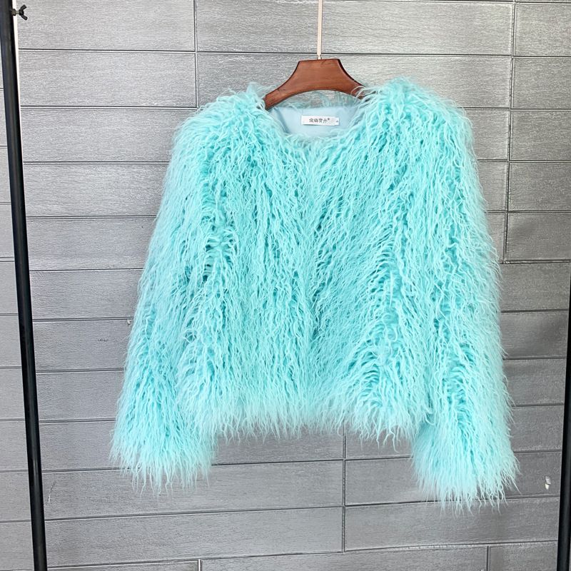 Fornitura di abbigliamento femminile cappotto di pelliccia versione tinta unita spiaggia lana donna cappotto corto fabbrica diretta_voghion.com