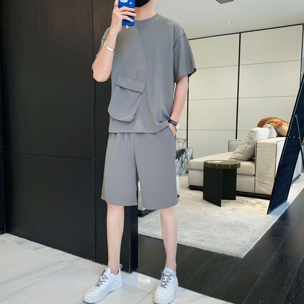 Sommer Dünne Waffel Casual Anzug Für Männer Neue Kurzarm Sport Sommer Outfit Trend Einfache Passende Gutaussehende_voghion.com