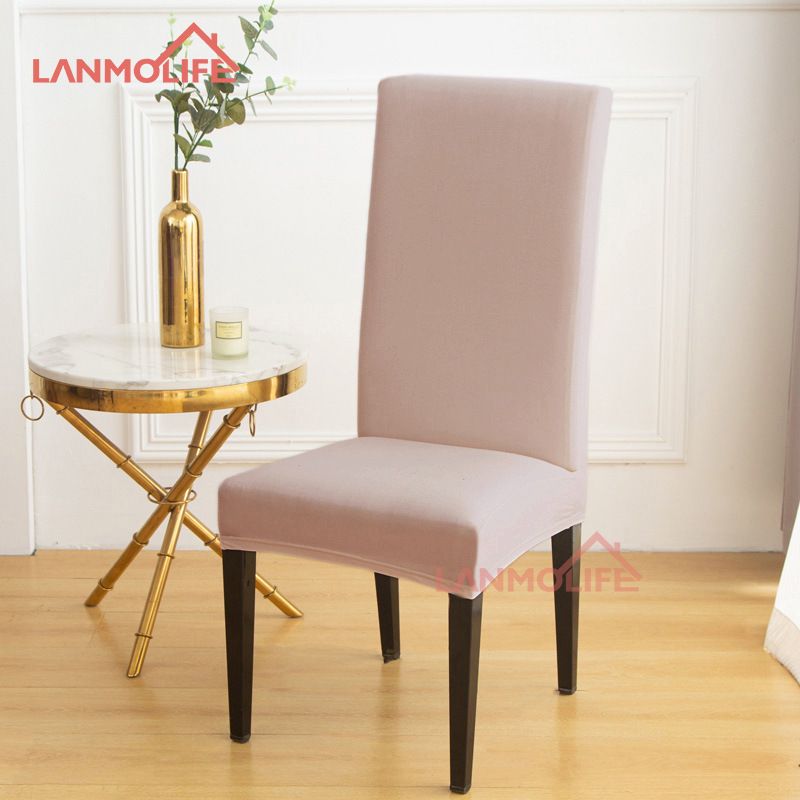 Fundas de silla de seda color leche de 4 piezas: fundas de color liso de cobertura total para sillas de comedor, elegante decoración del hogar y a prueba de polvo._voghion.com
