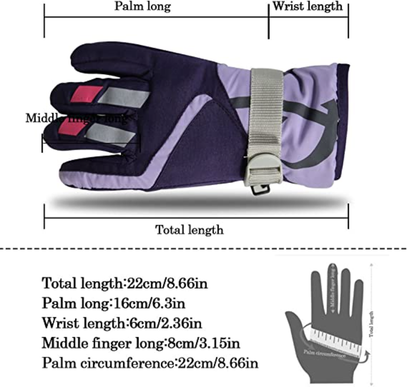 Kids Snow Gloves for Boys Girls Winter Waterproof Insulated Kids Ski Gloves Thickening Warm Windproof Outdoor Gloves 1 Pairs_voghion.com