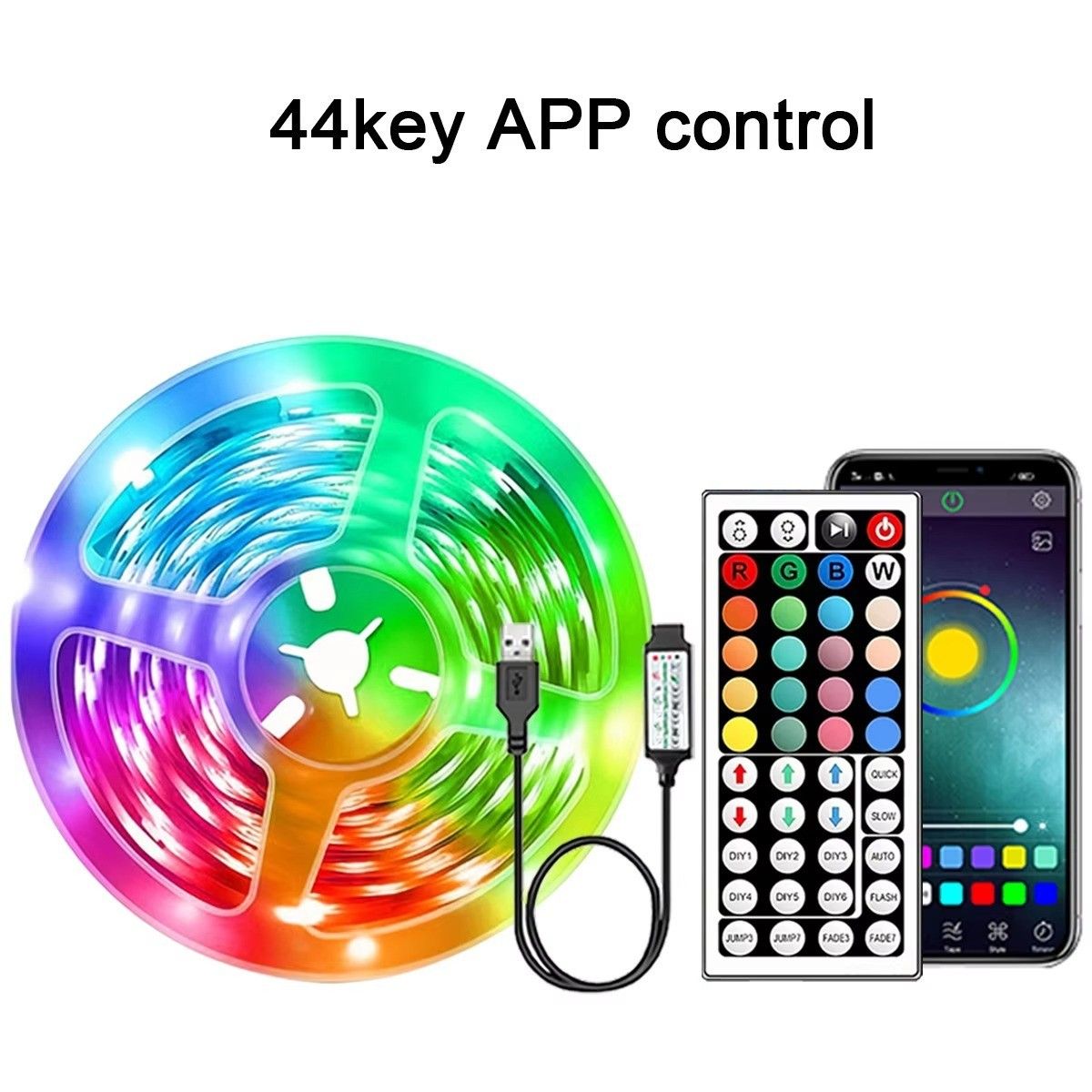 Bande lumineuse LED RGB 5 m, 10 m, 20 m, 30 m, contrôle par application, flexible, USB, décoration de chambre à coucher_voghion.com