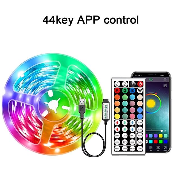 Bande lumineuse LED RGB 5 m, 10 m, 20 m, 30 m, contrôle par application, flexible, USB, décoration de chambre à coucher_voghion.com
