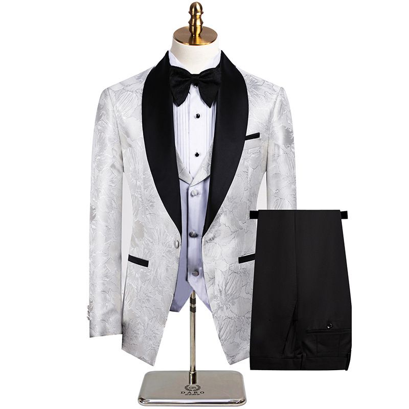 Men's Clothing Jacquard Three Piece Suit_voghion.com