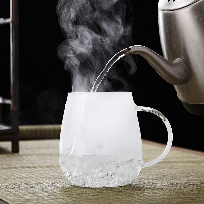 Set di tazze con infusore per tè ai funghi - 3 pezzi in vetro spesso con coperchio in bambù, colino e piattino (sistema di infusione rimovibile da 450 ml per uso in ufficio/casa)_voghion.com