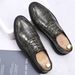 Aofu Schuhe 3199 Stein Muster Casual Single Schwarz Braun Leder herren Schuhe Schnürung_voghion.com