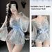 Ladies' Sexy Lingerie Sexy Kimono Bathrobe Uniform Seductive Print Japanese Bow Hollowed Out Non Removable Uniform Set_voghion.com