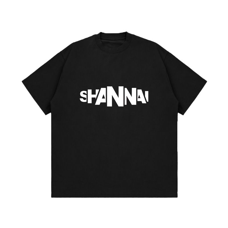 men's clothing trendy brand t-shirt style summer short-sleeved men's loose heavy street letter print 100% cotton top_voghion.com