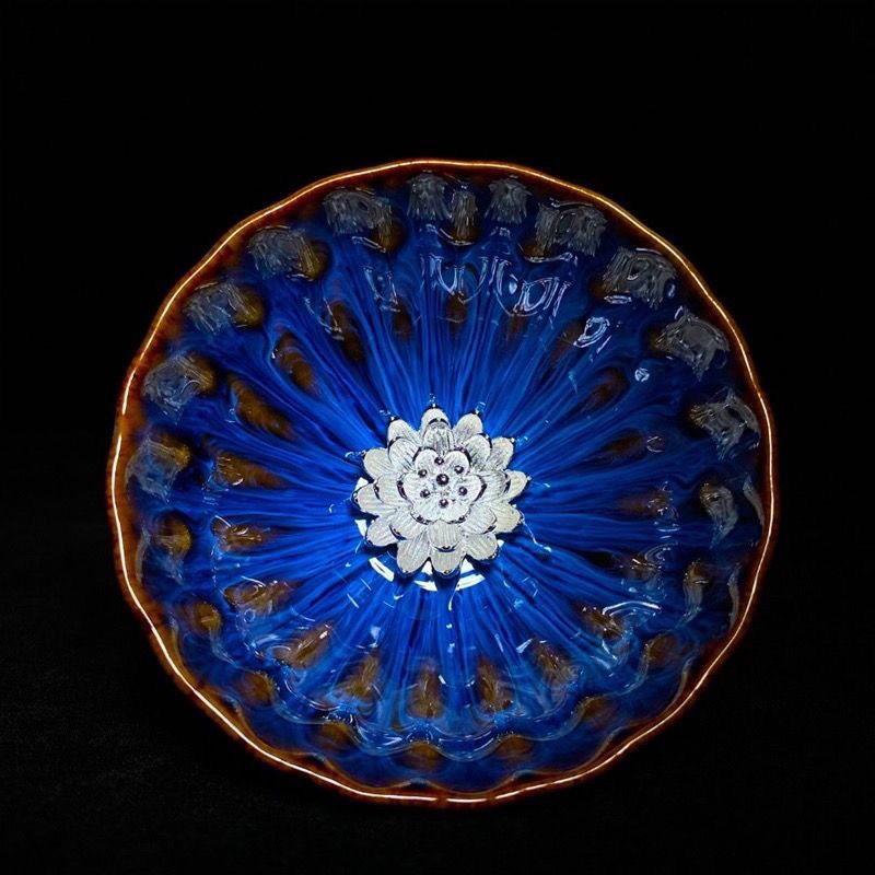 Kiln Transformation 24 Vergoldeter Meister baut Keramiktasse, Kung-Fu-Schale, Teeservice, Blauer Lotus, Pfau_voghion.com