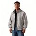Herrenbekleidung Herren-Baseballjacke aus PU-Leder – Relaxed Fit Bikerjacke aus gewaschenem Leder für Frühling und Herbst (Grau/Schwarz, Bilateral/Regular)_voghion.com