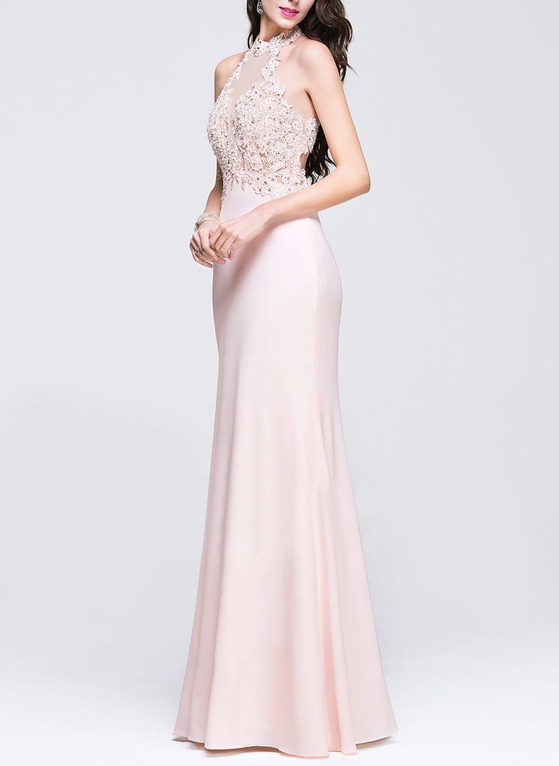 Women's Clothing Autumn And Winter Bride Bridesmaid Dress Sleeveless Halter Dress Lace Evening Dress Long Skirt_voghion.com