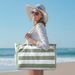 Grande bolsa organizadora de viagem para praia – Bolsa de poliéster impermeável e resistente à areia com zíper para piscina, férias e uso diário_voghion.com