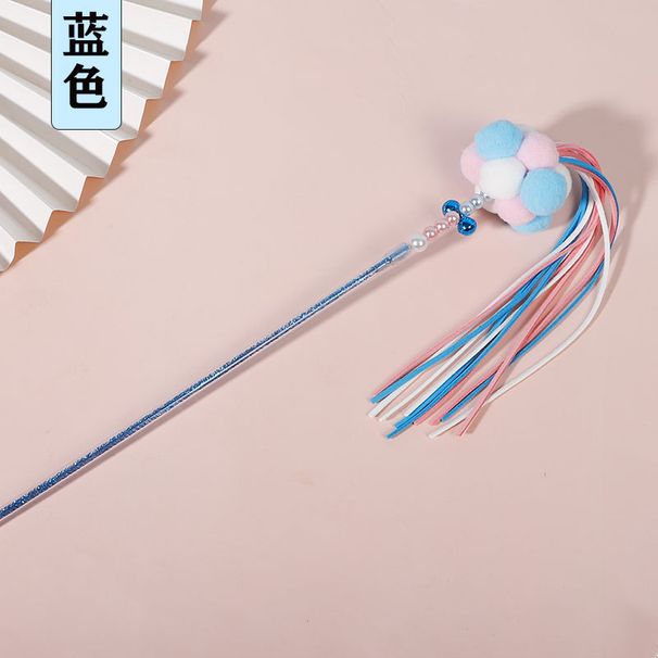 Giocattolo interattivo per gatti con palla di pelo e nappa, 40 cm, fatto a mano, con perline_voghion.com