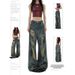 Abandoned Soil Style Splashed Ink Ripped Jeans For Women's Spring And Summer New Design Sense, Low Waist Slimming, Wide_voghion.com