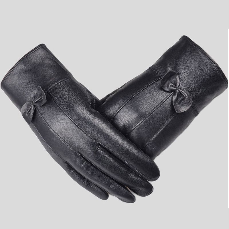 Luvas masculinas Luvas de couro genuíno Outono e inverno, além de veludo quente Luvas de pele de carneiro pura À prova de vento e frio Luvas de ciclismo ao ar livre para dirigir_voghion.com