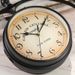 Creative clock wrought iron wall clock retro decoration living room clock double-sided wall clock_voghion.com