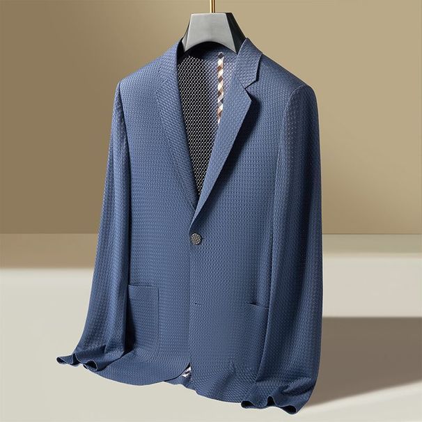 Herrenbekleidung Leichter Herren-Sommerblazer – Atmungsaktives Stretch-Polyester Slim Fit Freizeitanzugjacke für große und lange Größen (Kaffee, Schwarz, Blau)_voghion.com