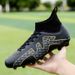 New High-Top Soccer Shoes Men With Long Studs, Broken Pins, Flat Sole, Mixed Colors, Competition Boots For Students,_voghion.com