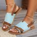 Large 43 Flat Bottom One Button Sandals For Women's 2024 Summer New Open Toe Versatile Fashion Beach Roman Shoes_voghion.com