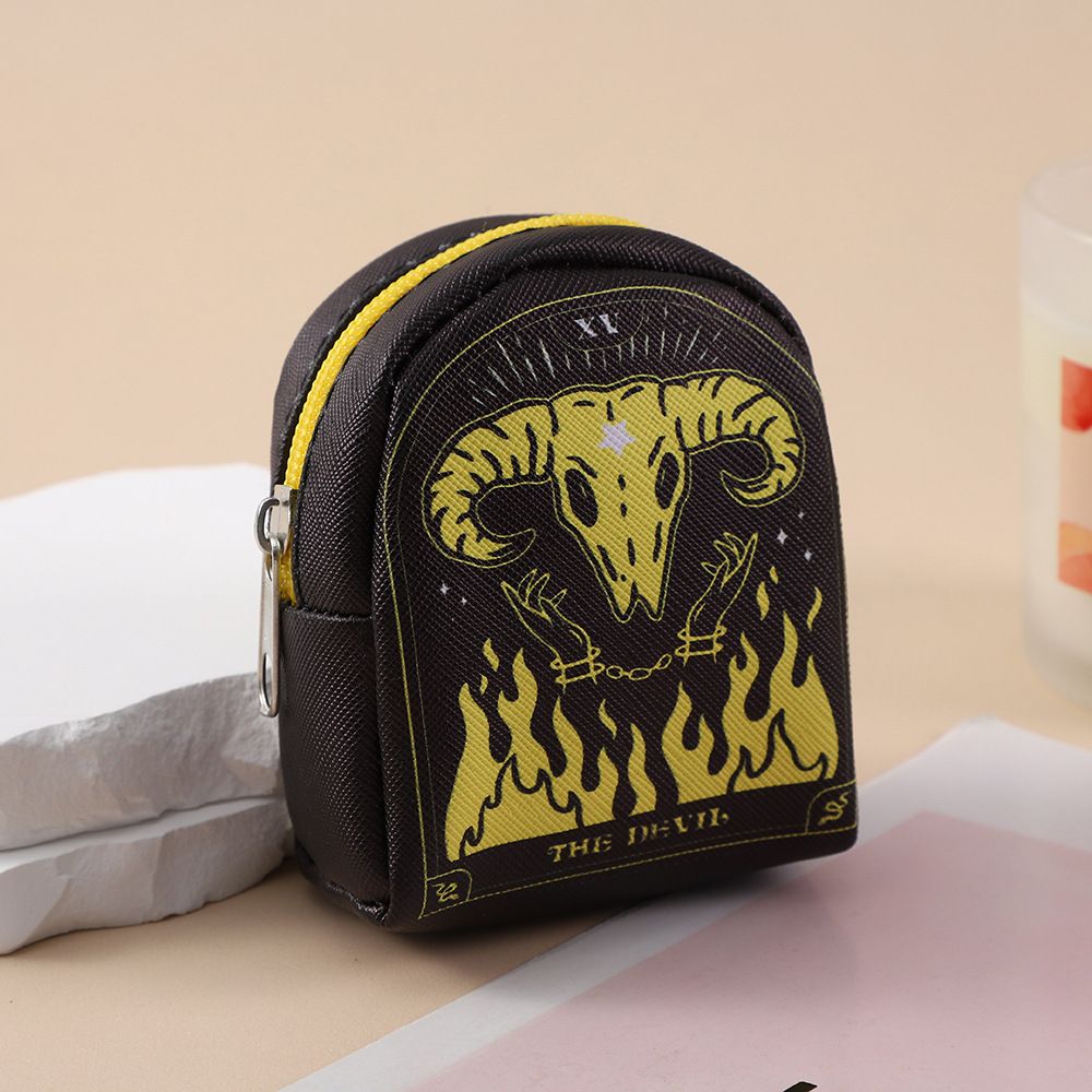 Mini portamonete portatile in stile punk con cerniera, design creativo e divertente, per auricolari e rossetto_voghion.com